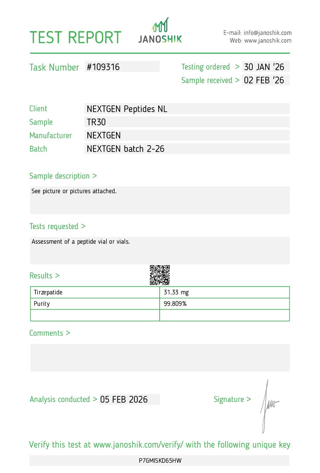 Tirzepatide extern laboratoriumrapport
